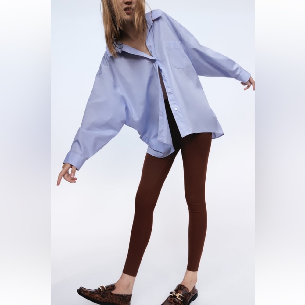 Zara Brown Ribbed Leggings NWT size Small